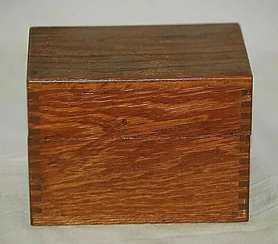 Wood Oak Recipe Box Index Card Holder Wooden Finger Joint Kitchen Counter Decor • $24.99