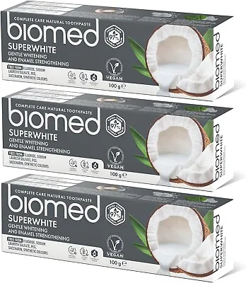 Biomed Superwhite Toothpaste X 3 Pack - Natural Coconut - Free Shipping - UK'' • £10.70