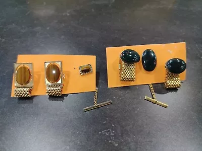 2 Pair Vintage CUFFLINK & TIE TACKS LOT • $12.99