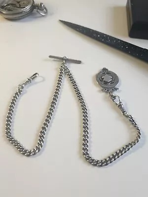 ANTIQUE SOLID STERLING SILVER DOUBLE ALBERT POCKET WATCH CHAIN 31 Gram  • $117.15