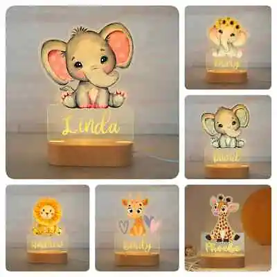 Personalized LED USB Night Light Custom Name Acrylic Lamp Animal Design For Baby • $16.27