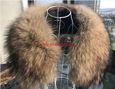 100% Real Fur Collar Unisex Real Raccoon Fur Collar Scarf Shawl Coat Neck Lot N1 • $51.29