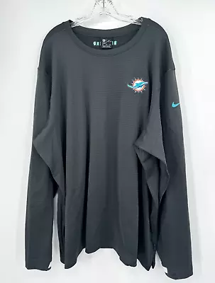 Miami Dolphins Grey Long Sleeve Nike Dri-fit Thermal Sweatshirt New W/tags 4xl • $39.99