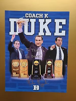 Mike Krzyzewski     Coach K     DUKE  Basketball   Signed 8X10  Inscribed    Tom • $79.99