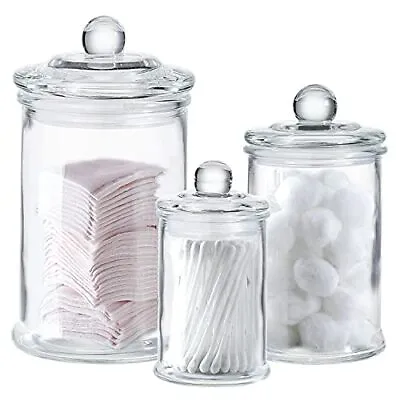 APOTHECARY JARS Bathroom Storage Vanity Organizer Canisters By WHOLE HOUSEWARES • $43.16