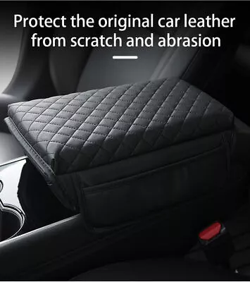 All Black Parts Leather Armrest Cushion Cover Center Console Box Mat Protector • $11.99