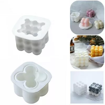 £3.99 • Buy 3D Cube Wax Candle Plaster Mould Silicone Square Bubble Dessert Mold Tools DIY