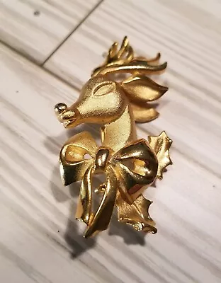 Vintage Rudolph Reindeer Brooch Pin Christmas  Party Holiday Jewelry 1960s Retro • $10