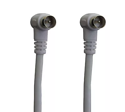 50cm White Male Coax Plug Cable/Lead With 90 Degree Right Angled Gold Connectors • £3.50