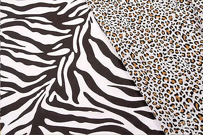 Animal Printed Fabric - Zebra Cow & Leopard Designs - Poly Cotton Fabric • £5