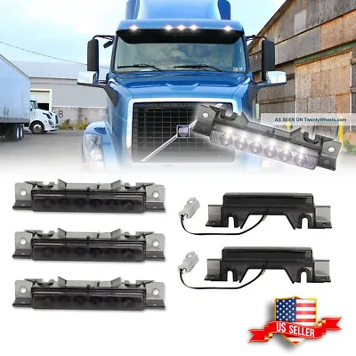 5PCS Smoked Lens White LED Cab Roof Marker Lights For 2003-up Volvo VN/VNL Truck • $32.99