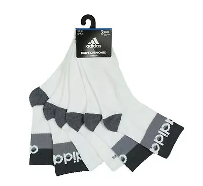 3 PAIRS ADIDAS STRETCH CUSHIONED Aeroready Quarter BLACK WHITE Socks LARGE 6-12 • $13.75