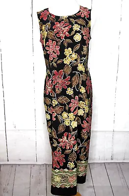 Vtg. M.H.M. Melissa Harper Sleeveless Maxi Dress Zip Multicolor Floral Size M • $23.99