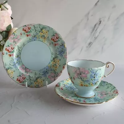 £75 • Buy Vintage SHELLEY Melody Chintz Tea Trio Gold Rim Very Good Condition