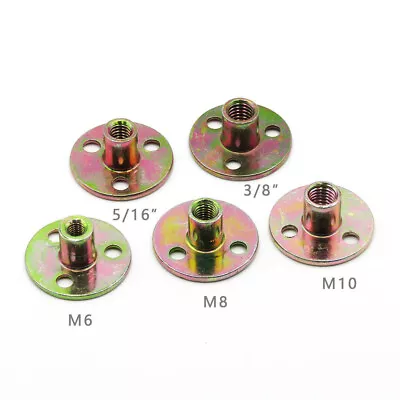 3/8 5/16 M6 M8 M10 Zinc Alloy Round Base T Nut Three Brad Hole Furniture Tee Nut • $3.77