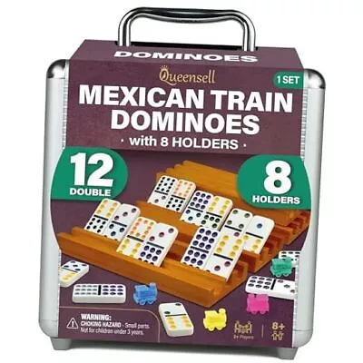  Mexican Train Dominoes Set For Adults With Wooden Hub Tile D12 + 8 Holders • $84.23