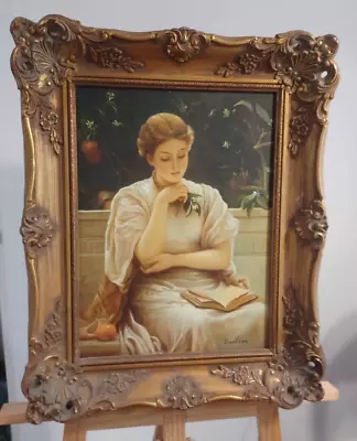 Antique Oil Painting Portrait By R.Wilson After  The Orangery Girl C.E. Perugini • £435