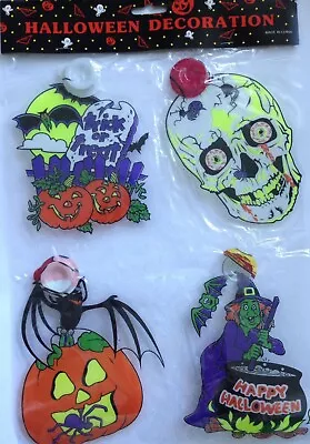 1990's NEON Halloween Window Suction Stickers Images Hanging Decal Decoration • £4.99