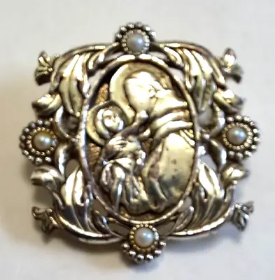 THE VATICAN LIBRARY COLLECTION BROOCH PIN St Anthony Faux Pearl Silver Tone #10 • $19.95