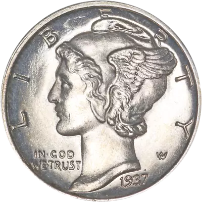 1937-D Mercury Dime - Full Split Bands Great Deals From The Executive Coin Compa • $36