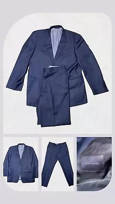 Tommy Hilfiger Suit Mens Blue 100% Wool 2 Piece Blazer Jacket XL Pants 35X27 • $40