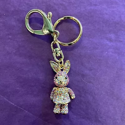 Vintage Butler And Wilson Pink Rabbit Rainbow Rhinestone Keyring/ Handbag Charm • £10