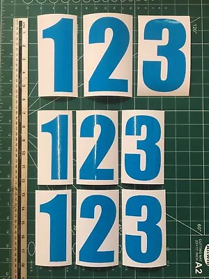 GLOSS LIGHT BLUE Race Racing Numbers Digits (X3 140mm & X6 120mm) Motorbike ACU • £9.99