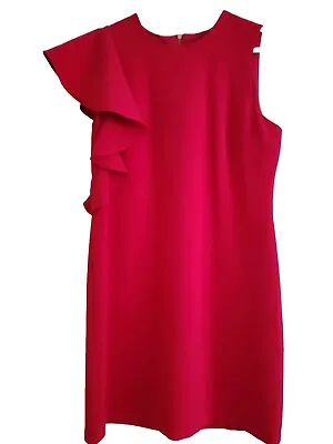 MAGGY LONDON  Gorgeous Party Dress Fuchsia/Pink Ruffle Sleevless Knee Length   • $22