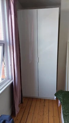 £60 • Buy Ikea Pax Wardrobe 236cm White With High Gloss Hinged Doors