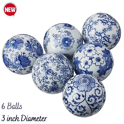 Chinese Floral Blue Chinoiserie Porcelain Ceramic Balls Coffee Table Bowl Decor • $68.36