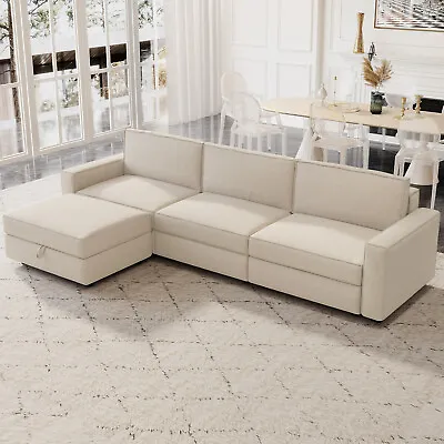 Guyii L-Shape Sofa Couch Modern Luxury Oversized Seaters Beige Storage Sofa • $2190.59