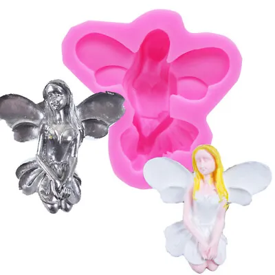 Fairy Angel Girl Fondant Mould Chocolate Cake Baking Topper Mold Soap Silicone • £3.25