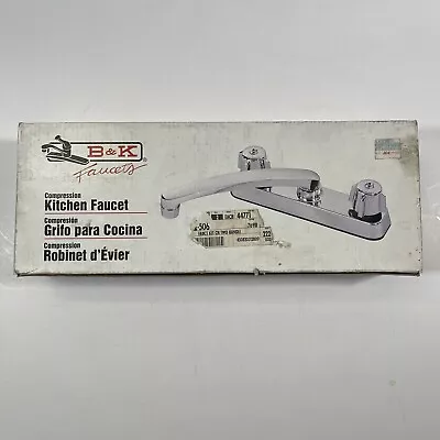 B&K - 2 HANDLE Chrome KITCHEN FAUCET W/OUT SPRAY 122-506 New In Box • $21.97
