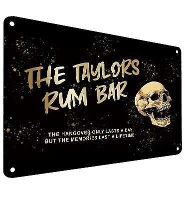 Personalised Rum Bar Sign - Skull Spiced Rum Bar Gift For Home Bar Accessories • £13.50