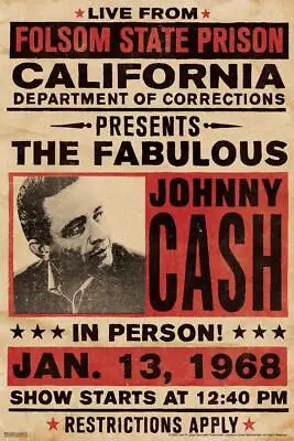 $13.98 • Buy Johnny Cash Folsom State Prison Concert Vintage Country Music Print Poster 24x36