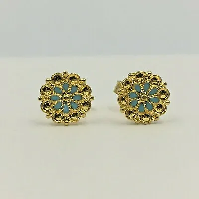 Byzantine Style 18k ( 750 ) Yellow Gold Enamel Earrings • $299