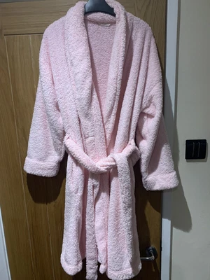 £4.20 • Buy M&S LADIES LOVELY SOFT FLEECE PINK  LONG BELTED DRESSING GOWN SIZE 12/14 Nwot