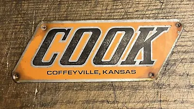 Vintage Cook Sign Oil Pump Well Gas Station Coffeyville Kansas Tin Painted • $124.99