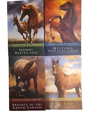 Lot 4 Books Marguerite Henry PB Sea Star Stormy Misty's.. Mustang.. Brighty.. • $11.99