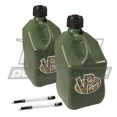 VP Fuel 2 Pack Camo 5 Gallon Fuel Can Water Jug Diesel Race Gas + 2 Filler Hoses • $73.99
