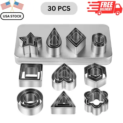 30 Mini Stainless Steel Cookie Cutters Various Shapes For Cookies & Polymer Clay • $13.55