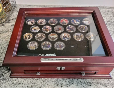 $29.99 • Buy President Barack Obama Coin Collection Display Case With Key Kennedy 50 Cent Pcs