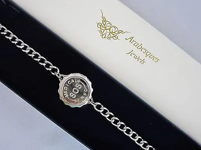 Sos Bracelet Ladies/mens Medical Info/alert. Stainless Steel Talisman Silver • £25.99