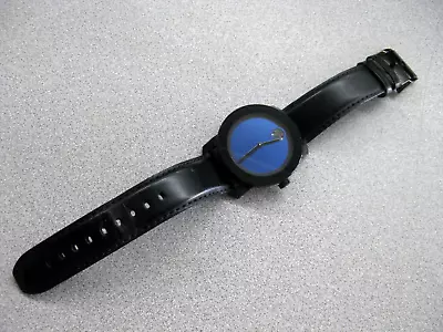 VERY NICE!! Movado Bold MB.01.1.29.6003 Blue 42mm Dial & Black Leather Strap • $66