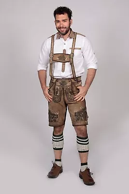 Trachten Brown Vintage Lederhosen Men Oktoberfest Wild Brown Lederhosens German • $84.55