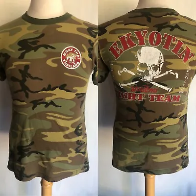 MUAY THAI THAILAND EKYOTIN FIGHT TEAM Official Men's Camouflage T-Shirt Sz Small • $24.99