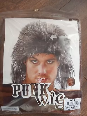 Punk Rocker Brown 2 Tone Wig Hairpiece High Cosplay Rock Halloween Fancydress  • £4.99