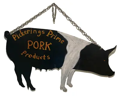 Vintage Figural Pig Sheet Metal Trade & Advertising Sign For Butcher / Grocery • $725