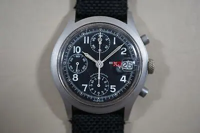 Vintage Exalt 776.101 ETA 7750 Black Dial Swiss Automatic Chronograph Watch • $574.94