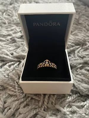 RRP £45 Boxed Rose Gold Pandora Princess Tiara Ring Size 60 Biggest Size • £15